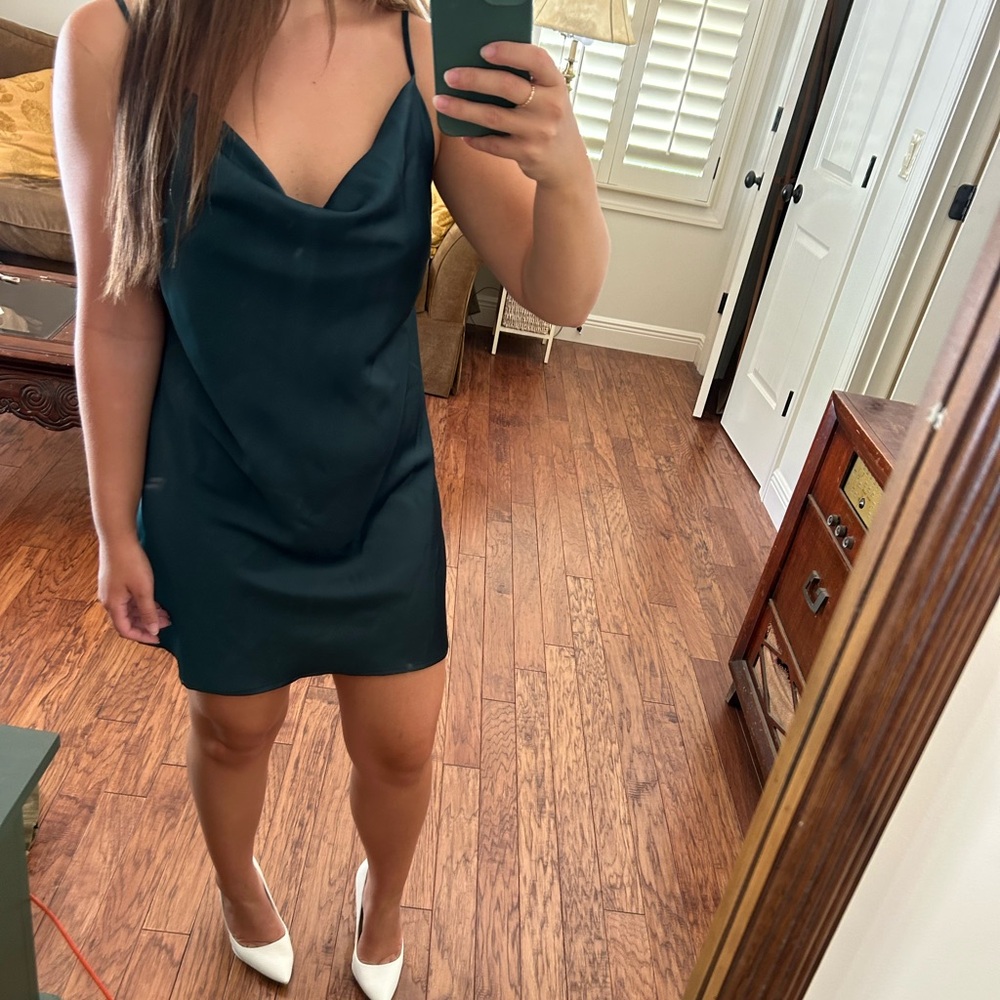 Green slip dress